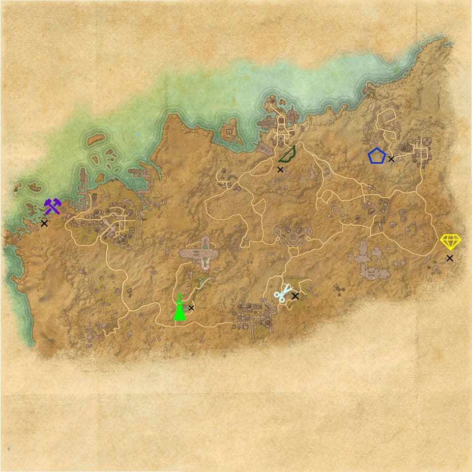 Elder Scrolls Online PVP – All Survey Maps and Ressource Nodes